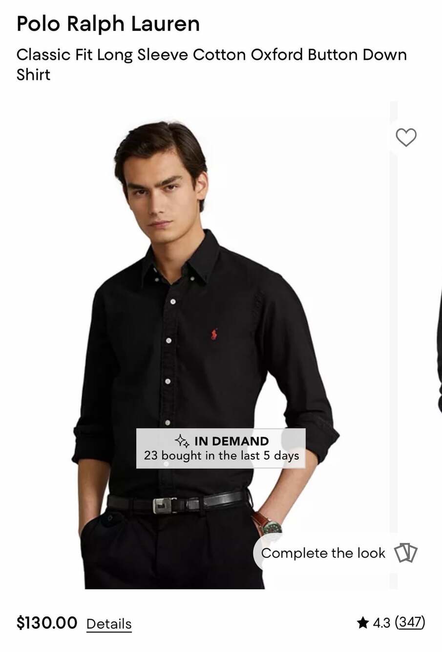 Polo Ralph Lauren Classic Fit Long Sleeve Button Down Shirt Black Size XL